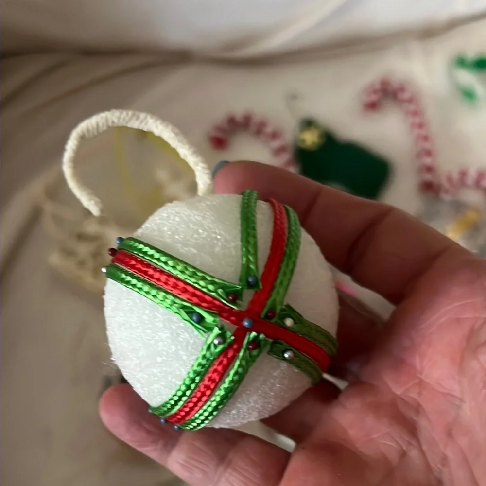 VTG Handmade Christmas Ornaments and Candy Cane Set